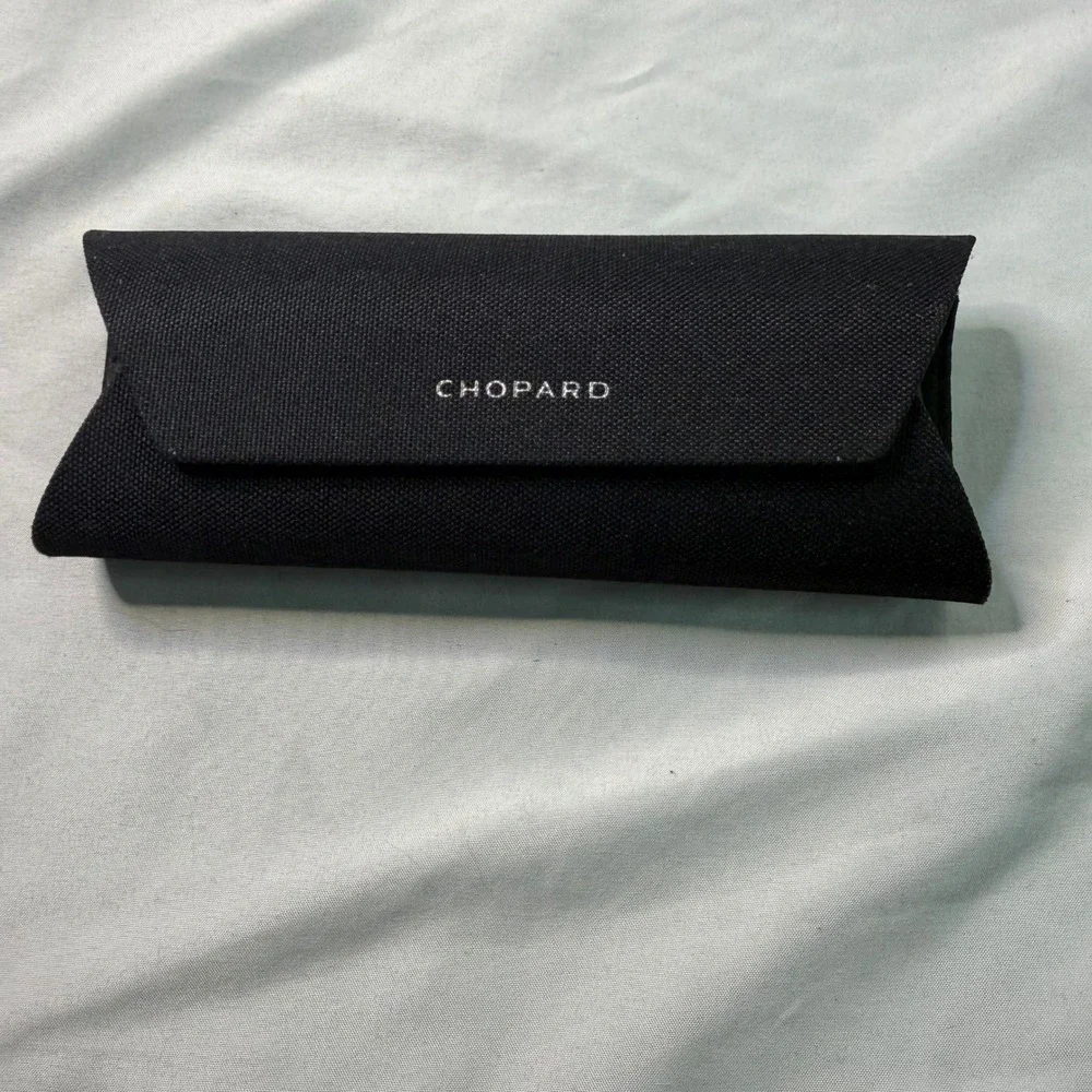 Chopard Black Textured Fabric Folding Sunglasses Eyeglass Case Hard Shell Logo